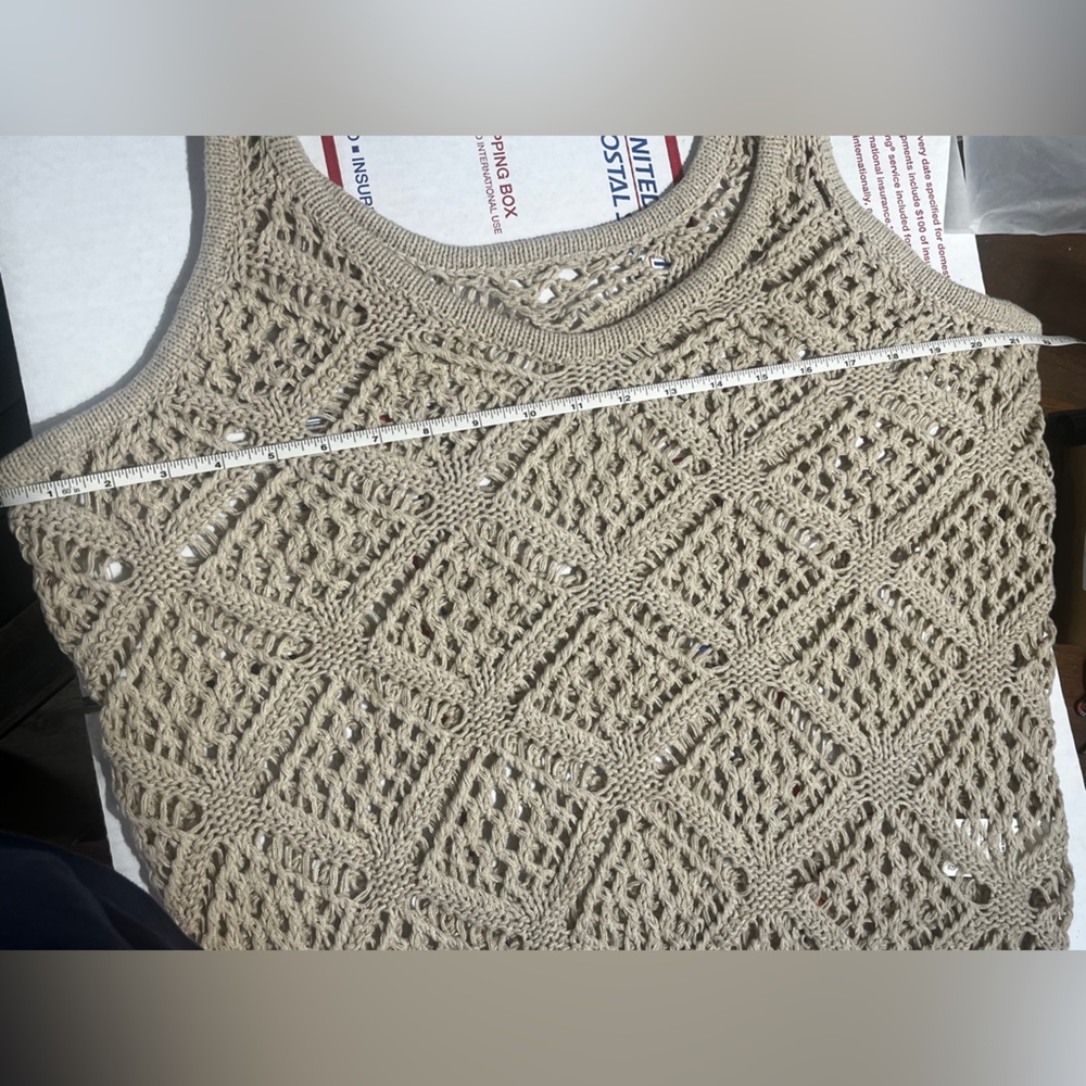 Cream Crochet Knit Tank Top - Picture 9 of 10